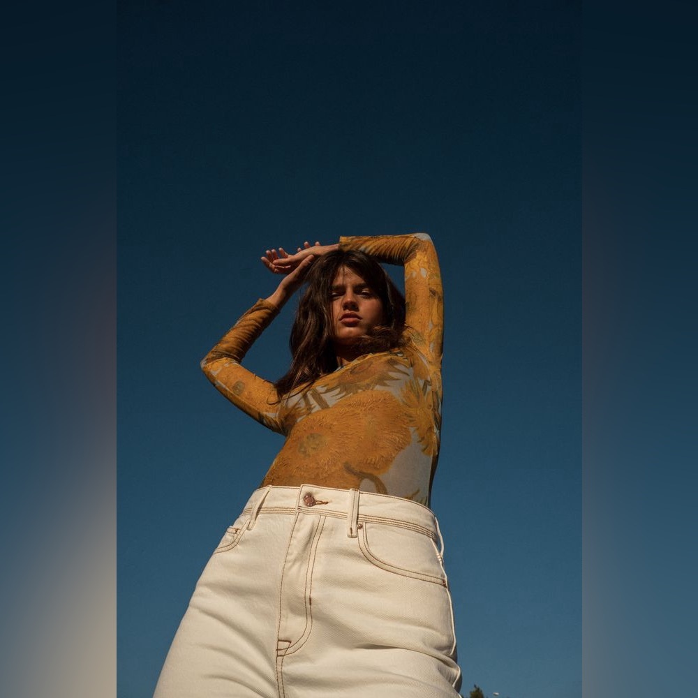 Zara Van Gogh Sunflowers Mesh Bodysuit